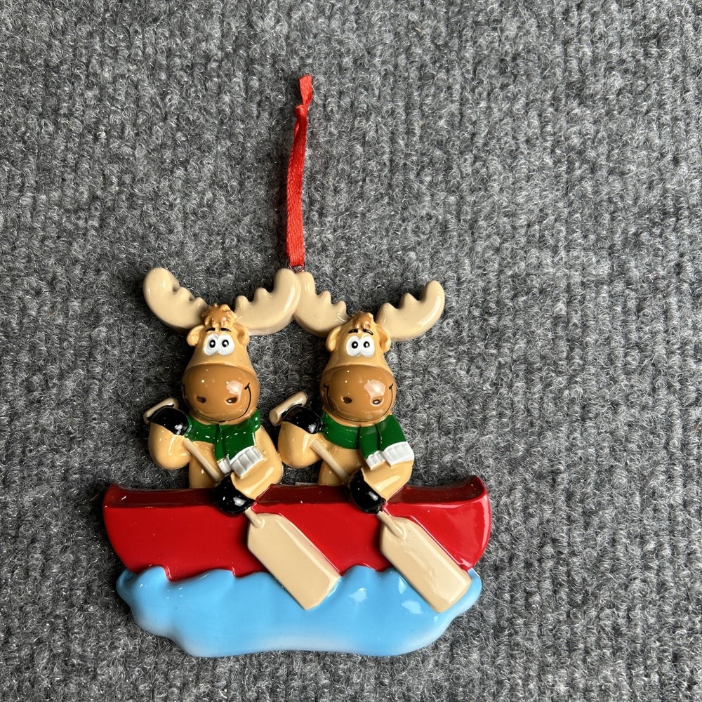 Christmas Holiday Ornament‎ Moose Canoe Lake Can Be Personalized New